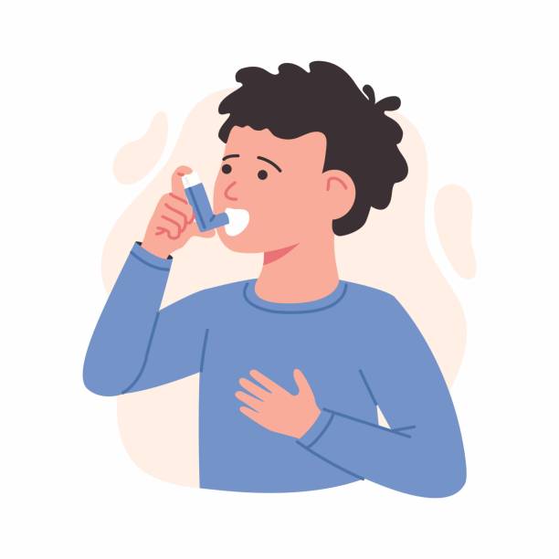 Kind inhaliert mit Inhalator